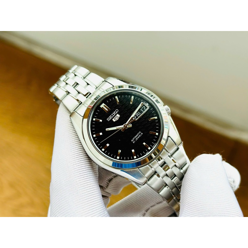 ĐỒNG HỒ NAM CHÍNH HÃNG SEIKO 5 SNK361 Automatic Black Dial Silver Stainless Steel For Men