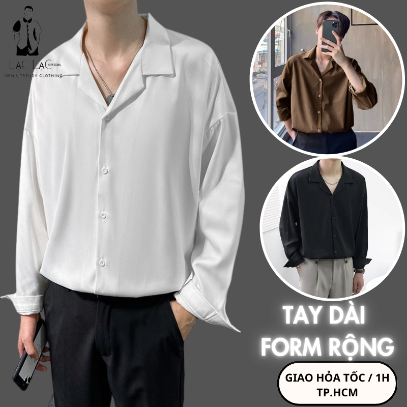 Áo sơ mi dài tay nam LẠC LẠC OFFICIAL , sơ mi nam tay dài form rộng , vải lụa mango dày dặn