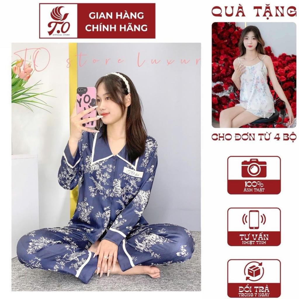 Bộ ngủ pijama dài tay với chất liệu lụa tơ xước - MV04(phong cảnh)