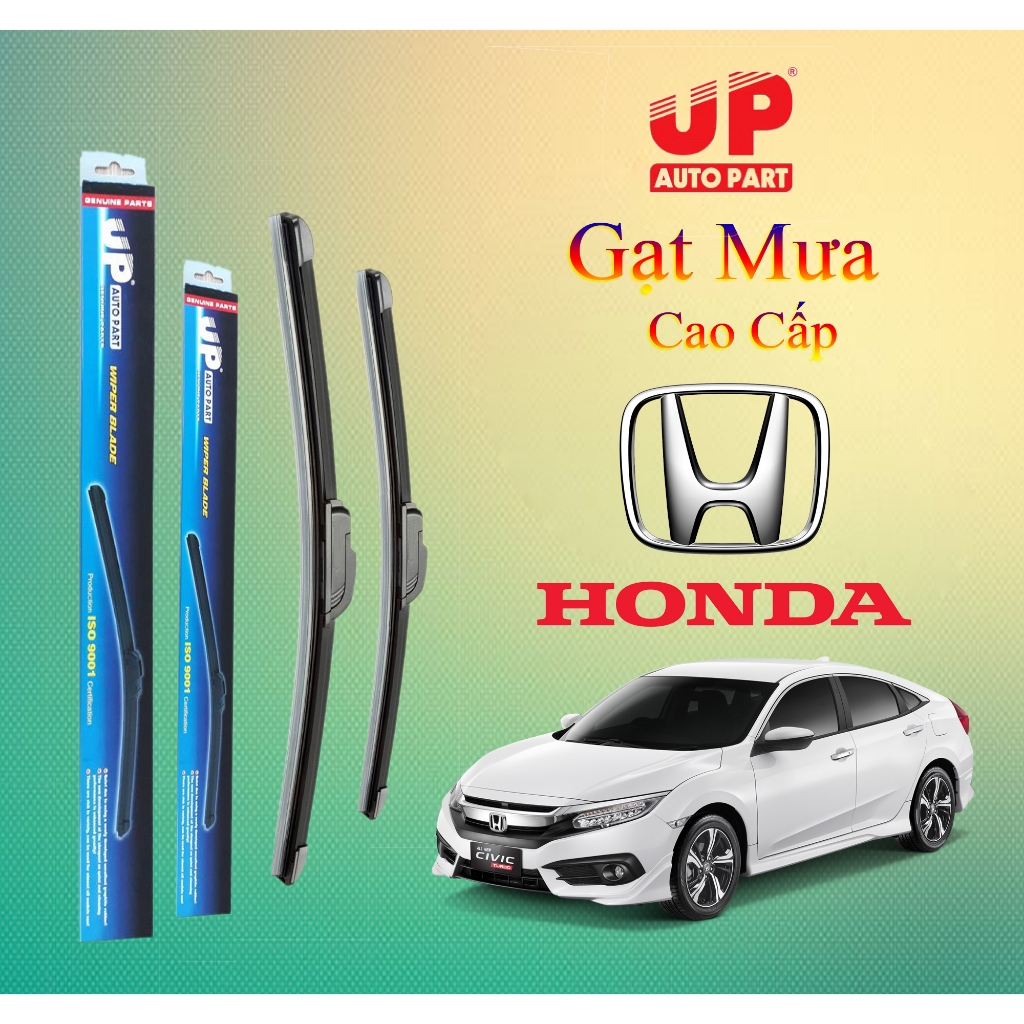 Gạt mưa, gạt nước kính lái ô tô HONDA Brio, City, Jazz, Civic, Accord, HRV, CRV, BRV - Xương mềm Silicone UP PARTS OEM