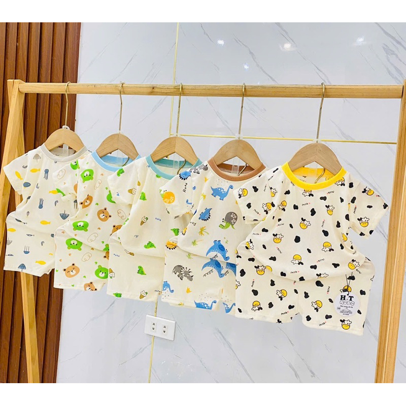 Combo 3 bộ/100k tăm lạnh cho bé 7-17kg, đồ thun tăm lạnh họa tiết năng động cho bé trai và bé gái