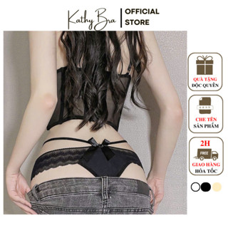 Q19 Quần Lót Kiểu Phối Ren Dây Eo Đính Nơ KATHY BRA Chất Liệu Thoáng Mát Mềm Mịn Co Dãn Đáy Kháng Khuẩn