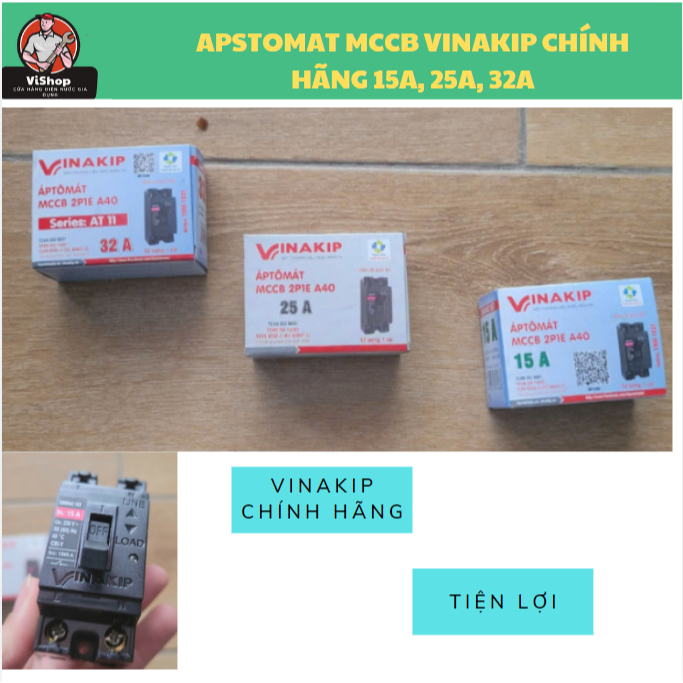CB CÓC, APTOMAT MCCB VINAKIP  15A, 25A, 32A