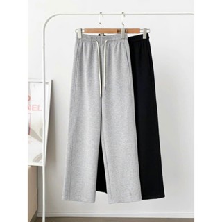 Quần  ống rộng SỌC GÂN vải thun da cá dày dặn, Quần dài form suông unisex mùa thu nam nữ mặc cực chất