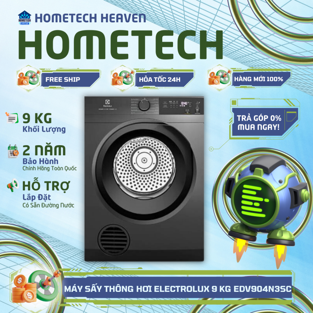 [GIAO LẮP MIỄN PHÍ] EDV904N3SC - Máy sấy thông hơi Electrolux UltimateCare 9 kg EDV904N3SC - Hàng Ch