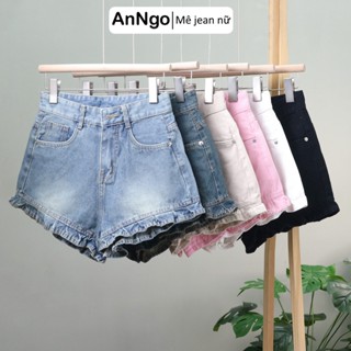 (Có big size) Quần short jean nữ lưng cao lai bèo dễ thương, chất denin không giãn  Anngo - AT483