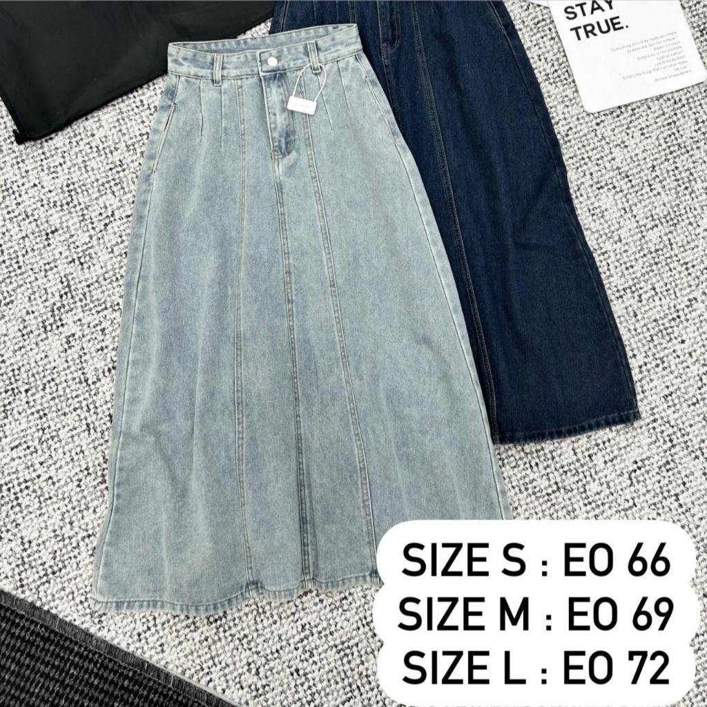 Chân váy jean dáng xoè A dài , chân váy jean Nữ Women M7653