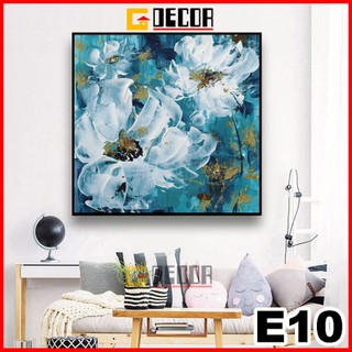  Tranh treo tường vuông canvas 1 bức khung gỗ E10 tranh hoa lá trang trí phòng khách phòng ngủ spa 