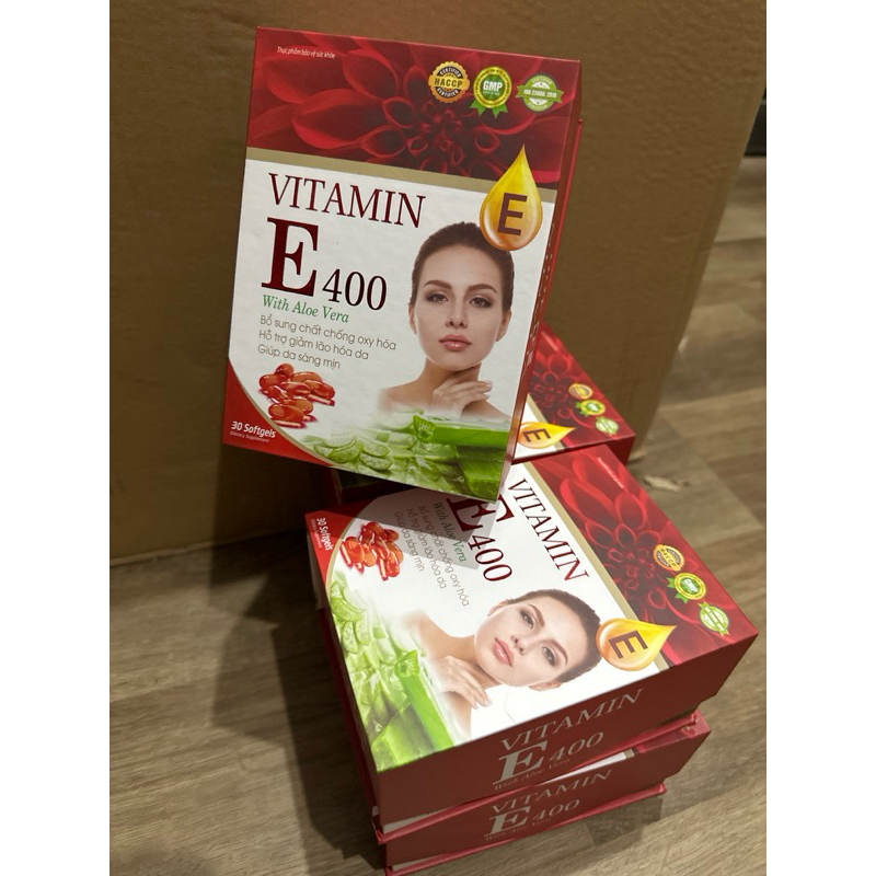 Vitamin E đỏ lô hội E400 chính hãng, Viên uống vitamin Aloe Vera hỗ trợ đẹp da giảm nám giảm oxy hoá hiệu quả 30 viên