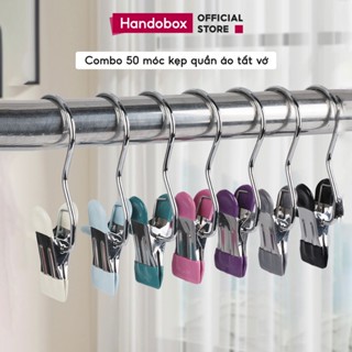 COMBO 50 Móc Kẹp Quần Áo Tất Vớ Treo Đồ Tiện ích Handobox Móc Treo Quần Áo Đa Năng INOX Chống Gỉ