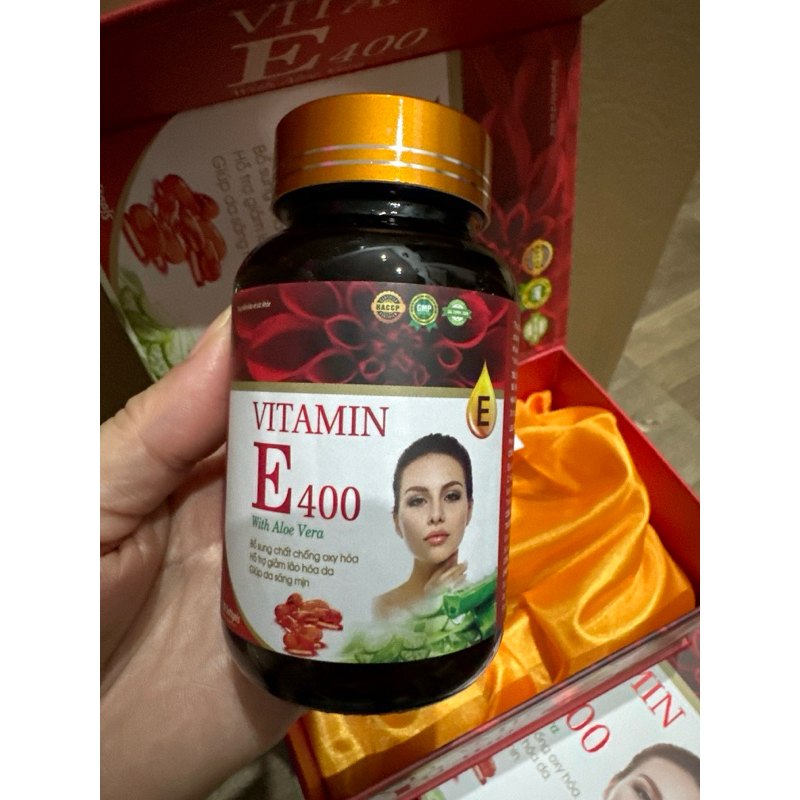 Vitamin E đỏ lô hội E400 chính hãng, Viên uống vitamin Aloe Vera hỗ trợ đẹp da giảm nám giảm oxy hoá hiệu quả 30 viên
