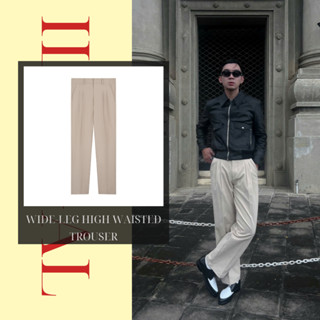 ILLÉGAL - Quần Âu 2Ly Cạp Cao Màu Beige  - BEIGE WIDE-LEG HIGH WAISTED TROUSER