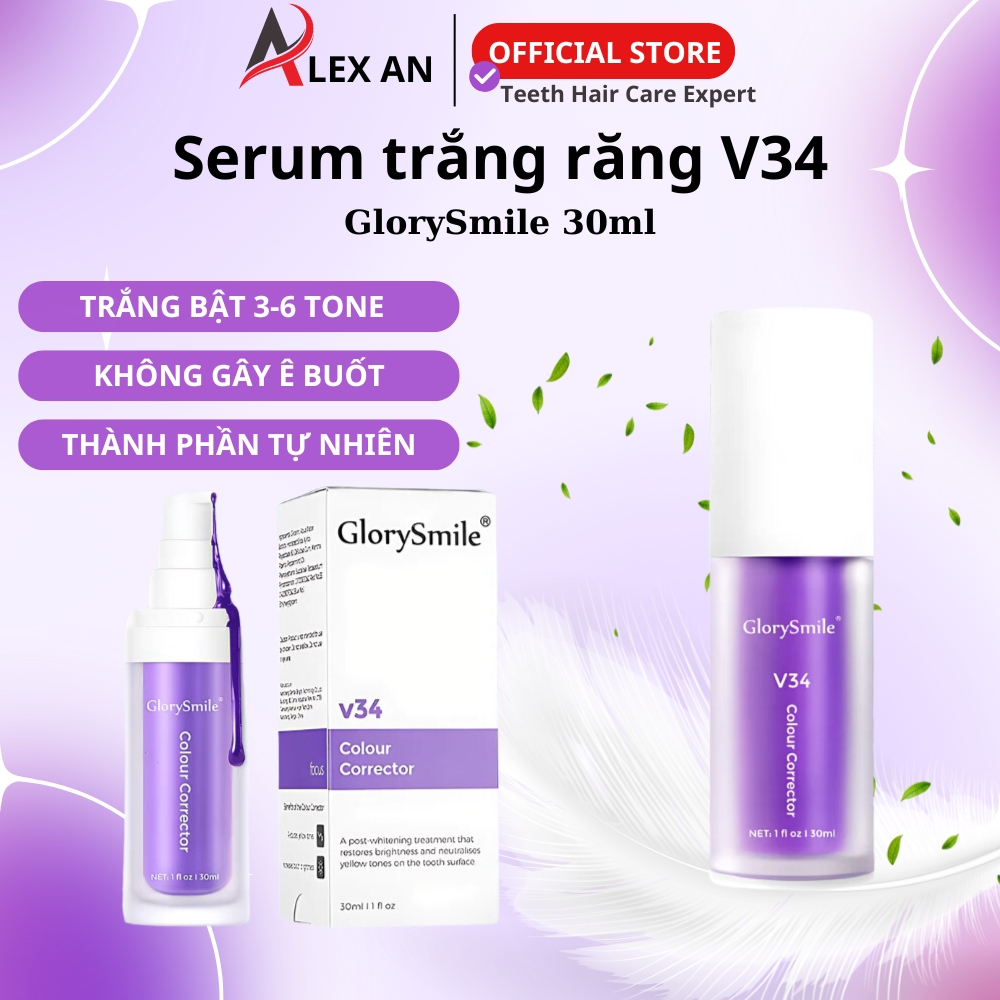 Serum tẩy trắng răng cấp tốc tại nhà Glory Smile 30ml - tinh chất làm trắng răng my smile V34