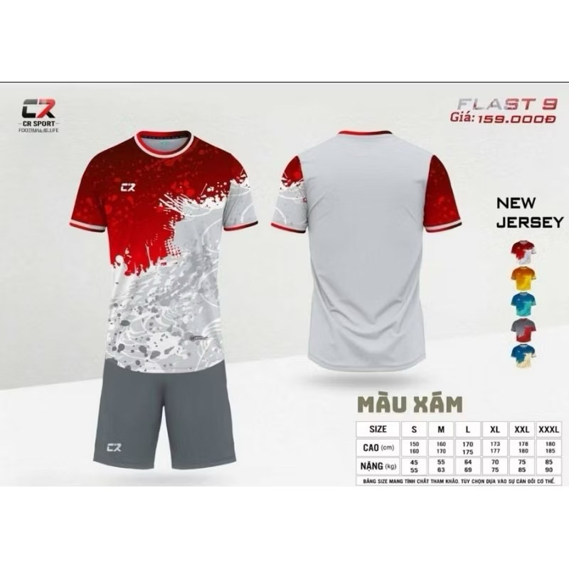 [IN TÊN + SỐ THEO YÊU CẦU] Bộ quấn áo bóng đá không logo CR SPORT - Flast 9