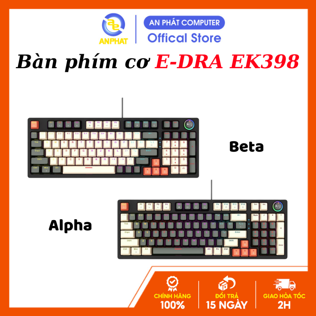 Bàn phím cơ chơi game có dây E-Dra EK398 (98 phím | Led Rainbows | YH swicth | Antighosting | Hỗ trợ Win/Mac)