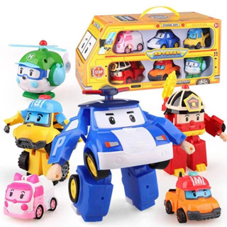 Hộp Đồ Chơi Bộ 6 xe Robocar Poli biến hình, chất liệu nhựa thích hợp làm quà cho bé