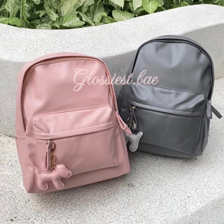 ( SẴN HOẢ TỐC )GREY BACKPACK - TẶNG KÈM MÓC KHOÁ CÚN XÁM - Balo DA PU XÁM đi học , đi làm , đi chơi , đi du lịch