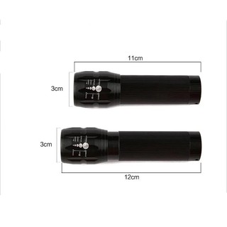 Đèn pin siêu sáng X2000 police mini vỏ nhôm chống nước dùng pin có dây 3 chế độ chiếu sáng zoom xa gần cầm tay bỏ túi