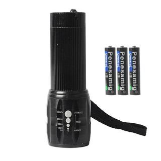 Đèn pin siêu sáng X2000 police mini vỏ nhôm chống nước dùng pin có dây 3 chế độ chiếu sáng zoom xa gần cầm tay bỏ túi