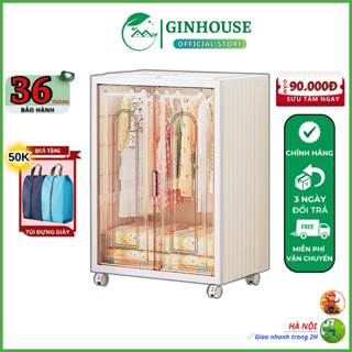  Tủ đựng đồ gấp gọn cho bé Ginhouse có thanh treo W2-1 chất liệu nhựa PP bền bỉ có bánh xe Tủ quần áo mini có tầng treo 