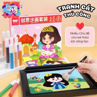 Đồ Chơi Tranh Cát Cho Trẻ Tập Tô Màu, Tranh Cát Dễ Thương Kèm Nhiều Màu Vẽ Cho Bé Thỏa Sức Sáng Tạo, Phát Triển Khả Năng
