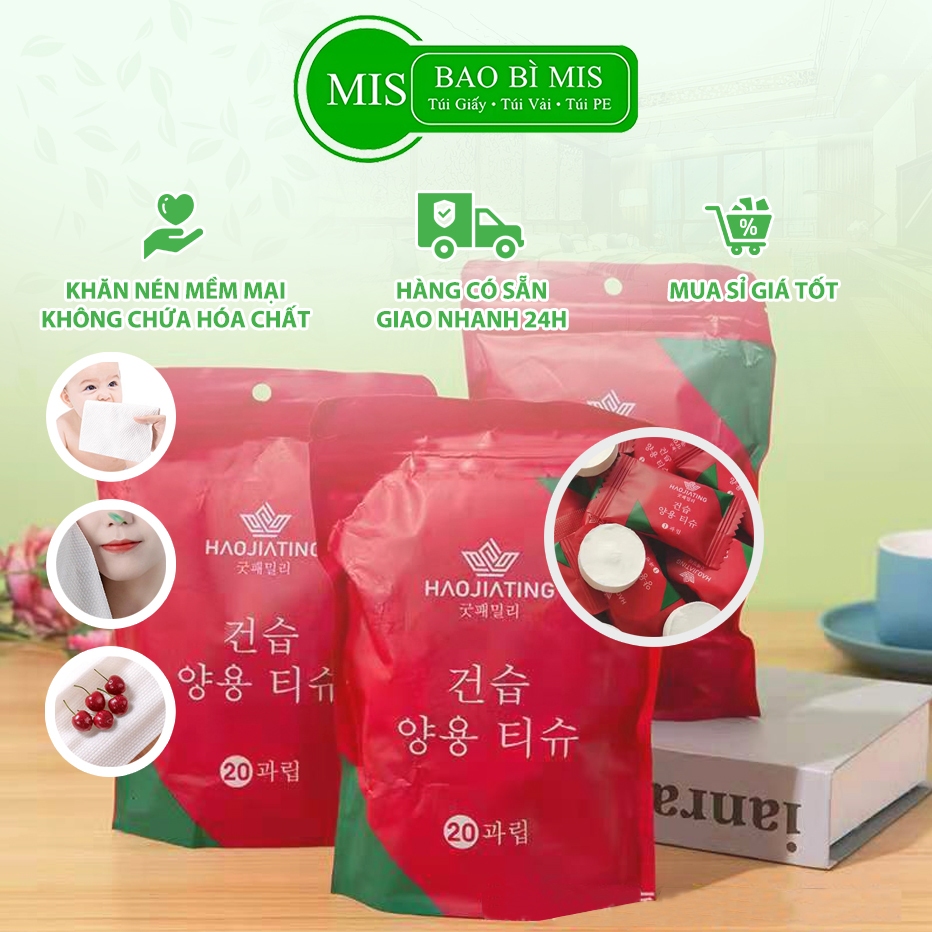 Khăn nén du lịch dùng 1 lần, khăn mặt khô 20x20, 24x30 cm, khăn tắm 70x140 vải cotton không hóa chất