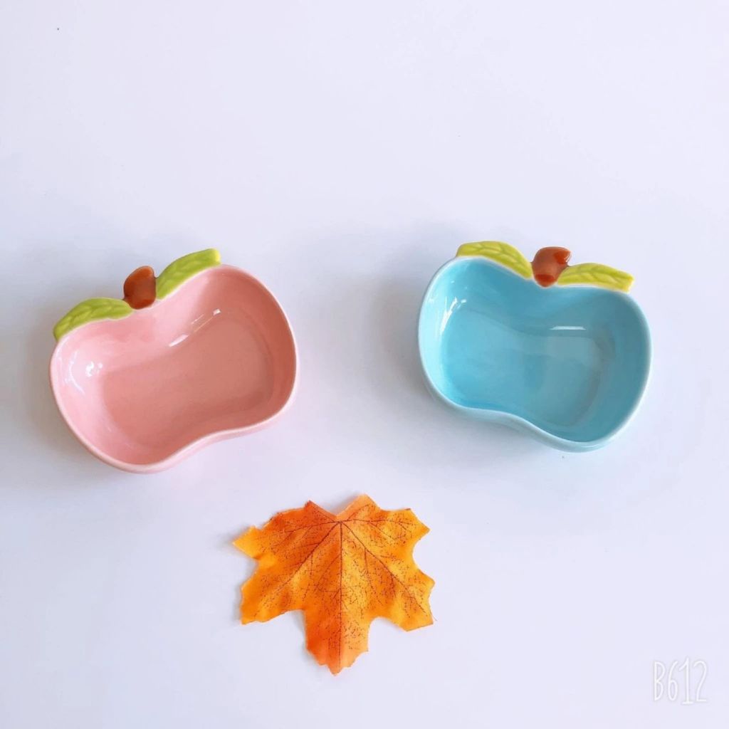 Bát Ăn Dặm Gốm Sứ, Bát Hình Quả Táo Xinh Xắn, Bát Chống Trơn Trượt Cho Bé