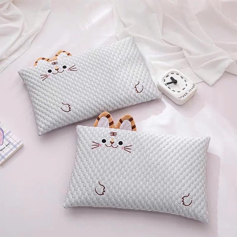Gối trẻ em, gối cho bé băng lụa, mềm mịn, thoáng mát, thấm hút mồ hôi hàng đẹp