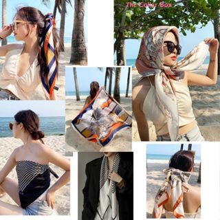 Khăn choàng cổ vuông làm áo thắt nơ làm áo xinh xắn turban bandana vuông size 90x90cm - 90TH1 The Collar Box