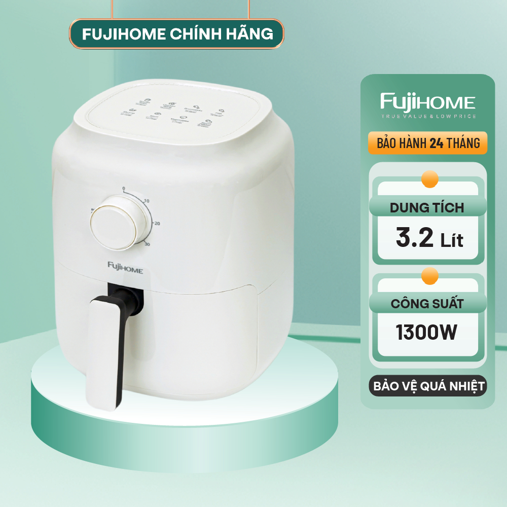 Nồi chiên không dầu 3,2L FUJIHOME A3 dung tích 3,2 lít công suât lớn 1300w, điều khiển cơ bền bỉ