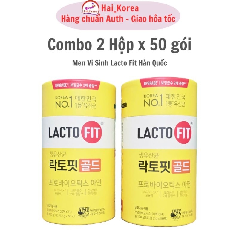 [Chuẩn Auth Hàn] Combo 2 Hộp 50 gói Men Vi Sinh LACTO-FIT Gold Men tiêu hóa Lacto fit hàng đầu Hàn Q