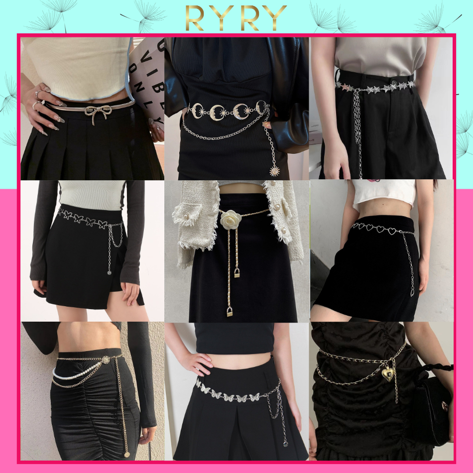 Dây nịt váy - Dây đai váy - Belt xích kim loại đính đá thương hiệu cao cấp sang trọng