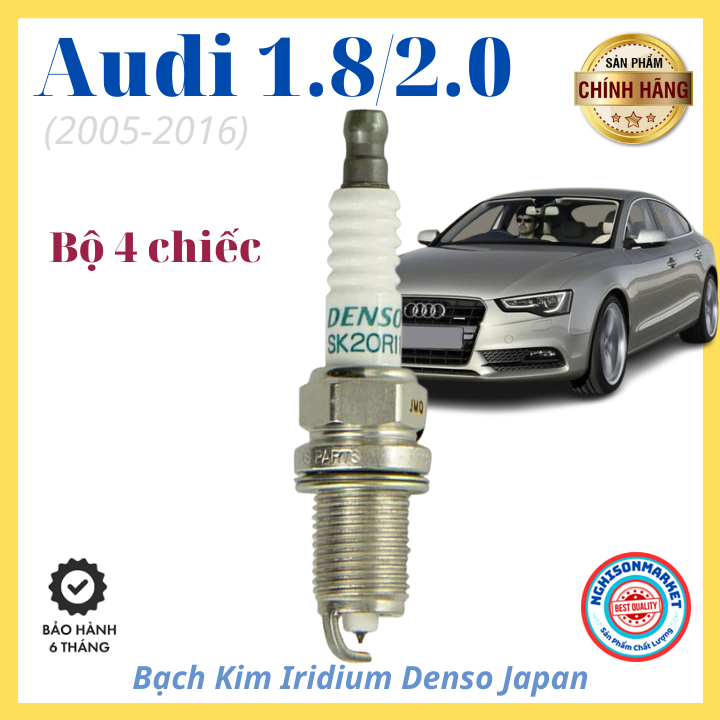 Bugi xe Audi A2 A3 A4 A5 A6 Q3 Q5 S3 TT TTS Quattro bạch kim iridium denso Japan (2005-2016)