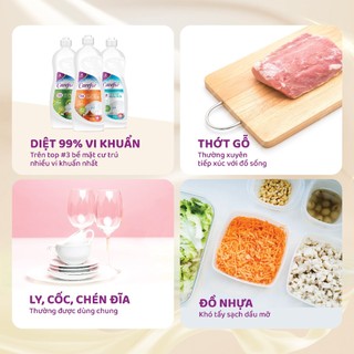 Nước Rửa Chén Bát Carefor 800ml Đậm Đặc Đánh Bay Mọi Vết Bẩn Không Mùi, Tinh Chất Quế, Kiwi