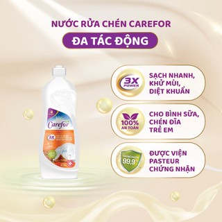 Nước Rửa Chén Bát Carefor 800ml Đậm Đặc Đánh Bay Mọi Vết Bẩn Không Mùi, Tinh Chất Quế, Kiwi