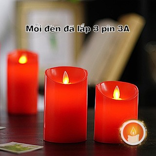 Nến điện tử vỏ sáp đỏ tim lắc [KÈM SẴN PIN]