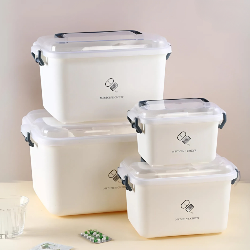 Hộp đựng thuốc sơ cứu hai lớp cỡ lớn có nắp bảo quản tay cầm tiện lợi, Hộp nhựa đựng đồ đa năng | BigBuy360 - bigbuy360.vn