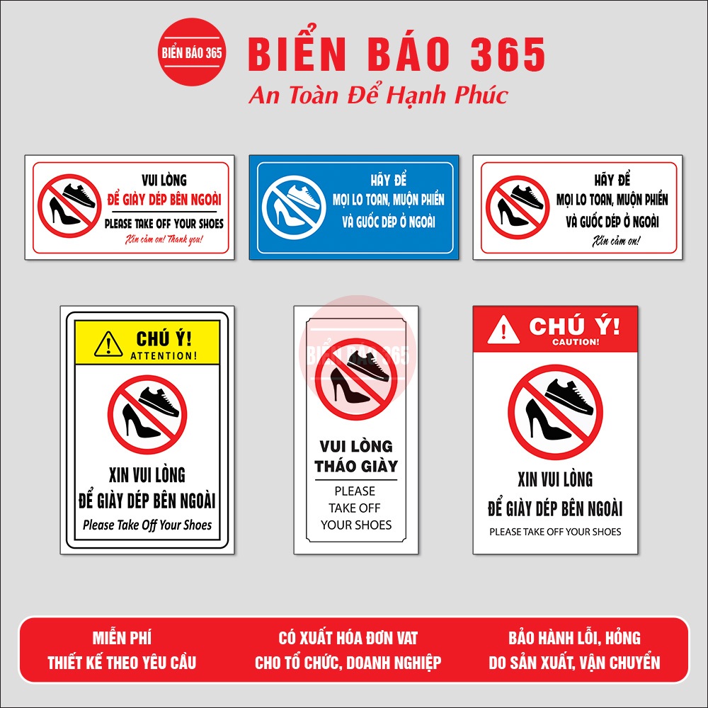 Biển báo để giày dép bên ngoài, biển để muộn phiền và giày dép bên ngoài