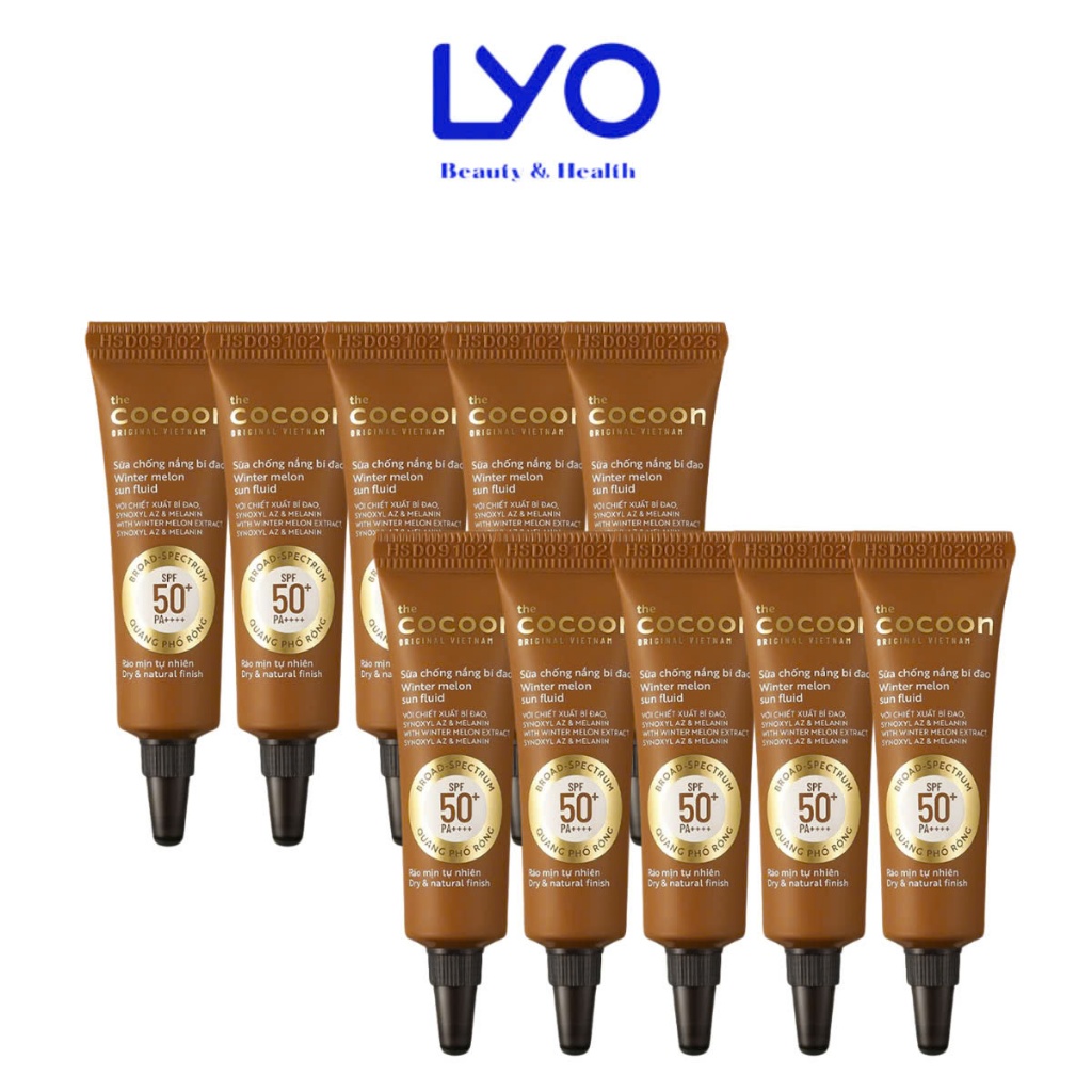 Sữa Chống Nắng Bí Đao Cocoon Winter Melon Sun Fliud Kiềm Dầu, Nâng Tone Tự Nhiên & Bảo Vệ Da SPF50+ PA++++ 5ml