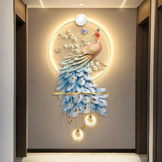  Mẫu Mới  Tranh đèn led con công cao cấp Tranh treo phòng khách treo hành lang văn phòng quà tặng 