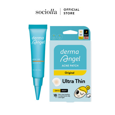 Combo Gel & Miếng Dán Mụn Hỗ Trợ Gom Cồi, Hút Mụn Dùng Cả Ngày Derma Angel Gel 10g & Mix 18pcs