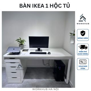 Bàn IKEA 1 Hộc Tủ 5 Ngăn Kéo - Chất Liệu Gỗ MDF Phủ Melamine Cao cấp - WORKHUB HÀ NỘI