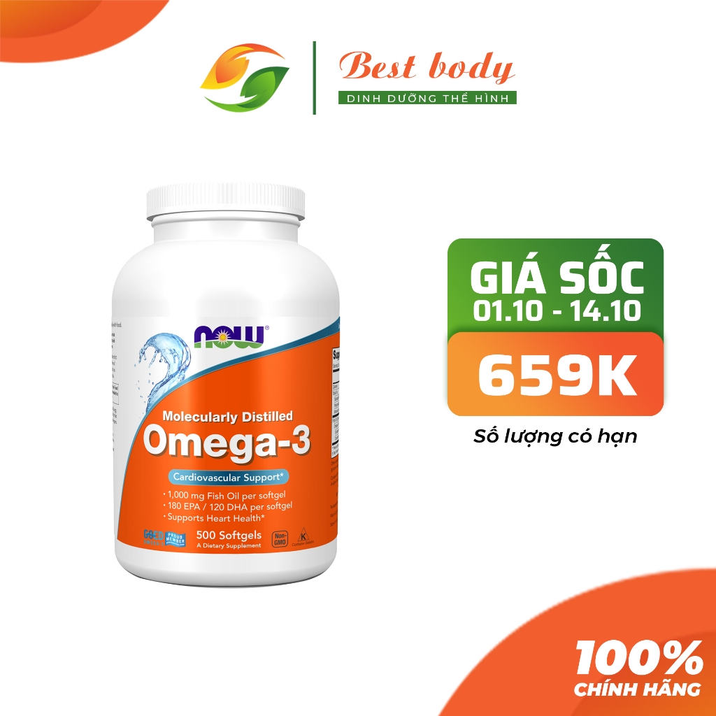 NOW Omega 3 Bổ Sung Giúp Đep Da Chống Lão Hóa Sáng Mắt Dầu Cá Omega3 Fish Oil