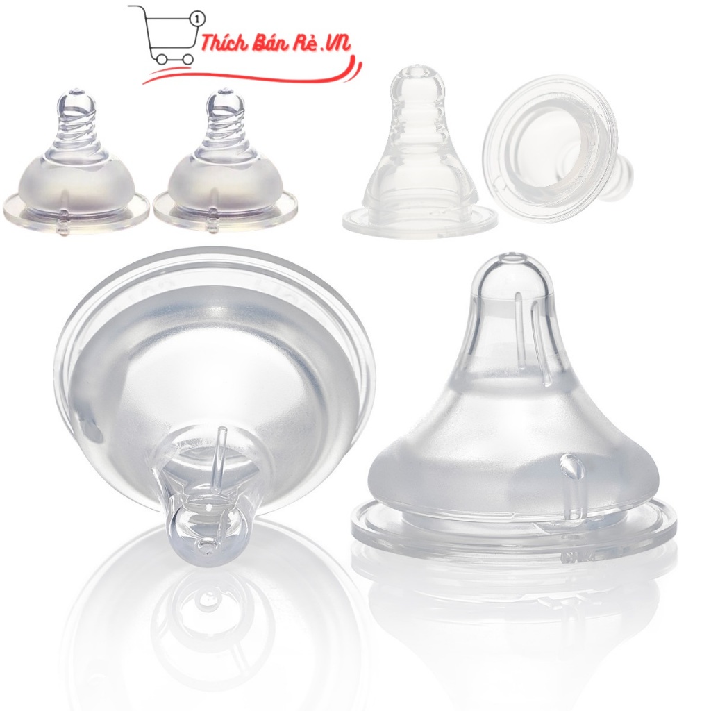 Núm Thay Thế Bình Sữa Cổ Rộng – Chất Liệu Silicon Mềm, Chống Đầy Hơi, An Toàn Cho Bé Sơ Sinh