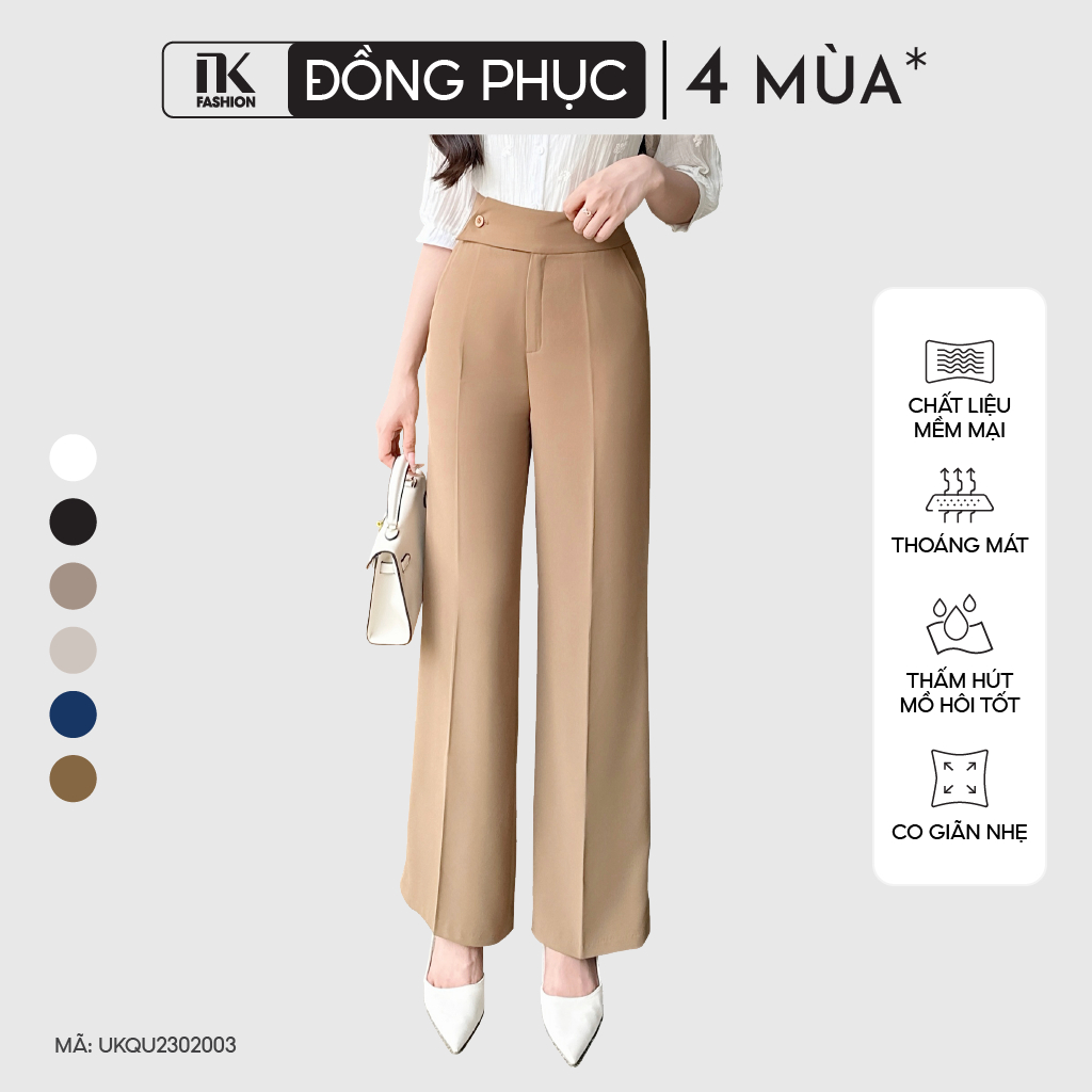 Quần Ống Rộng UK FASHION Cạp Cao Tôn Dáng Phong Cách Công Sở Chất Vải Nhập Hàn Cao Cấp UKQU2302003