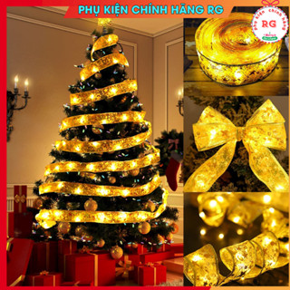  Dây Đèn Led Ruy Băng Dùng Để Trang Trí Cây Thông Noel Dài 1m va 5m Dùng Pin Tiểu 