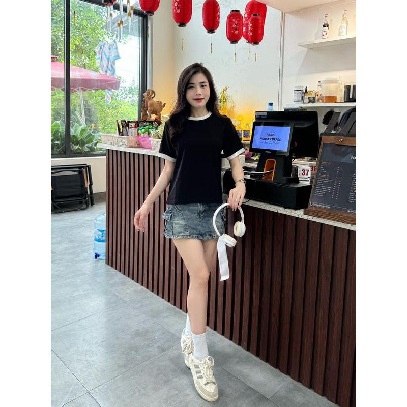 Áo Thun Nữ Babytee Hàng Thiết Kế Bigsize Cho Nữ (S-3XL) Cổ Tròn - Phối Tay ( Mã 1) | BigBuy360 - bigbuy360.vn