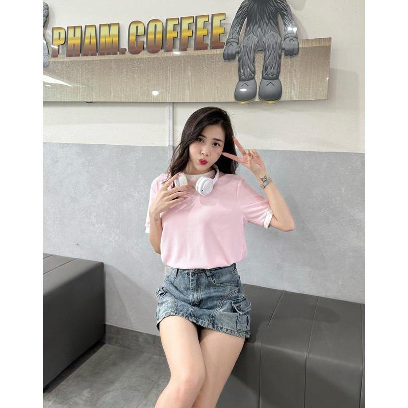 Áo Thun Nữ Babytee Hàng Thiết Kế Bigsize Cho Nữ (S-3XL) Cổ Tròn - Phối Tay ( Mã 1) | BigBuy360 - bigbuy360.vn