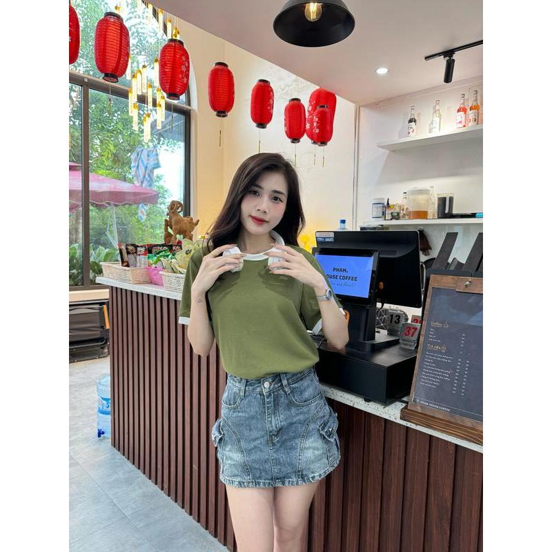 Áo Thun Nữ Babytee Hàng Thiết Kế Bigsize Cho Nữ (S-3XL) Cổ Tròn - Phối Tay ( Mã 1) | BigBuy360 - bigbuy360.vn