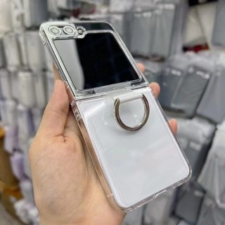Ốp Lưng Samsung Z Flip 6 / Z Flip 5 / Z Flip 4 Trong Mờ Kèm Lót Ring Tháo Rời Tiện Dụng